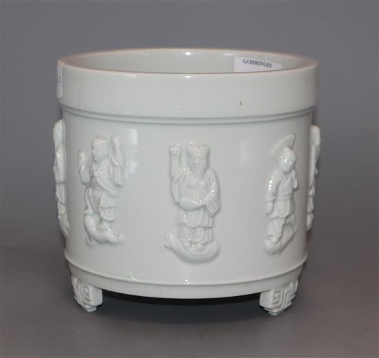 A Dehua blanc de chine immortals censer, 20th century height 15cm